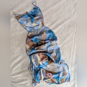 NWOT 12th Tribe Palm Canyon Marble Satin Midi Dress size Small
